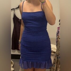 Blue-Purple City Vibe Sparkly Short Formal Dress